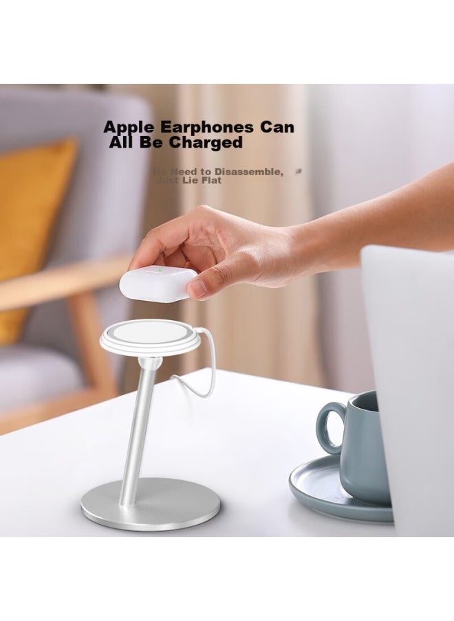 Escase Magsafe Stand Compatible With Apple Iphone 13 Pro Max, Magnetic Wireless Charger, Vertical Base, Mini Desktop Lazy Stand, Portable Phone Holder, Silver
