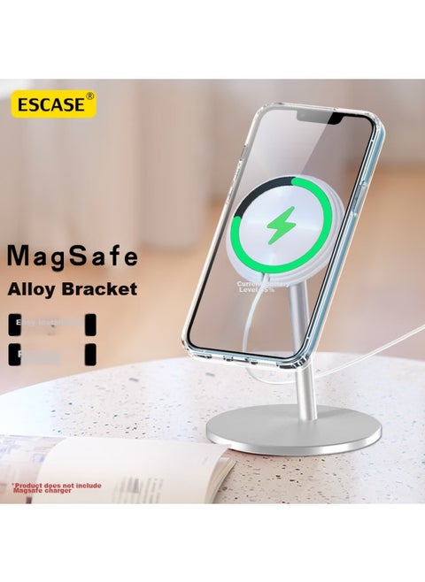 Escase Magsafe Stand Compatible With Apple Iphone 13 Pro Max, Magnetic Wireless Charger, Vertical Base, Mini Desktop Lazy Stand, Portable Phone Holder, Silver