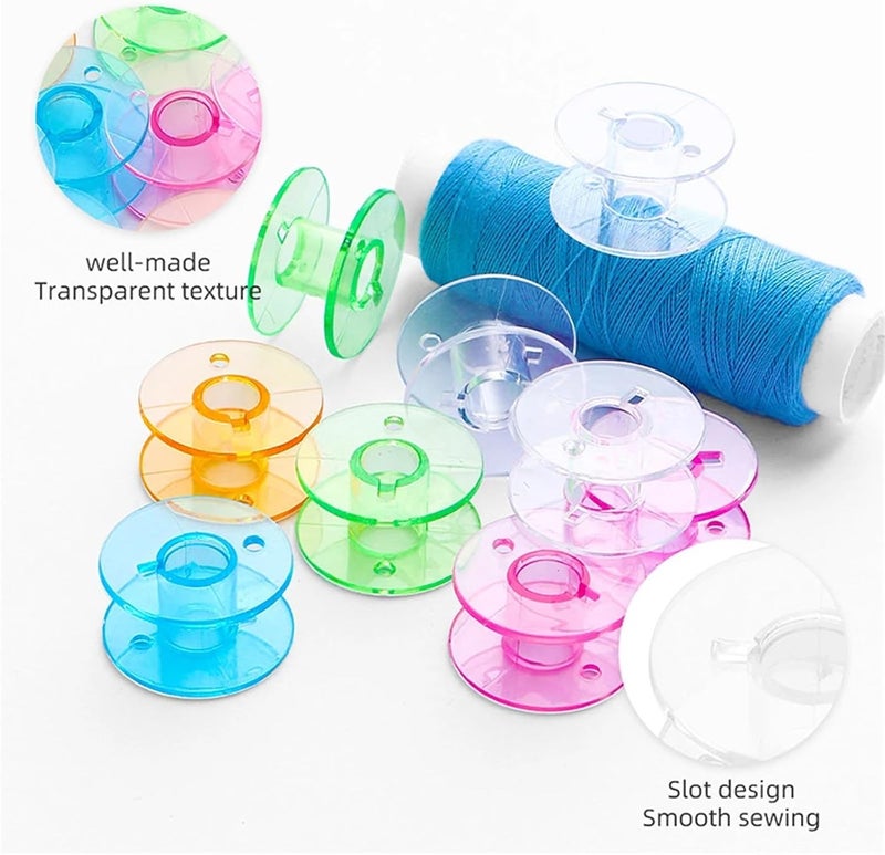 Bobbin 20-100pcs Plastic Transparent Colorful Machine Spools Home Sewing Tool(Yellow,30pcs) - Image 2