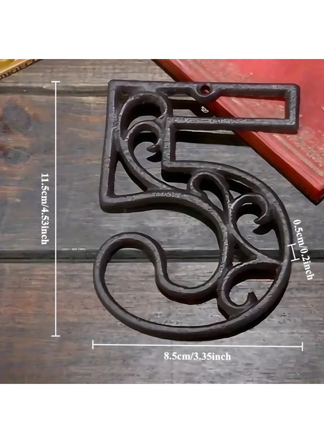 Cast Iron Number Plaque Vintage Hollow Design Wall Mounted Home Decor - Image 2
