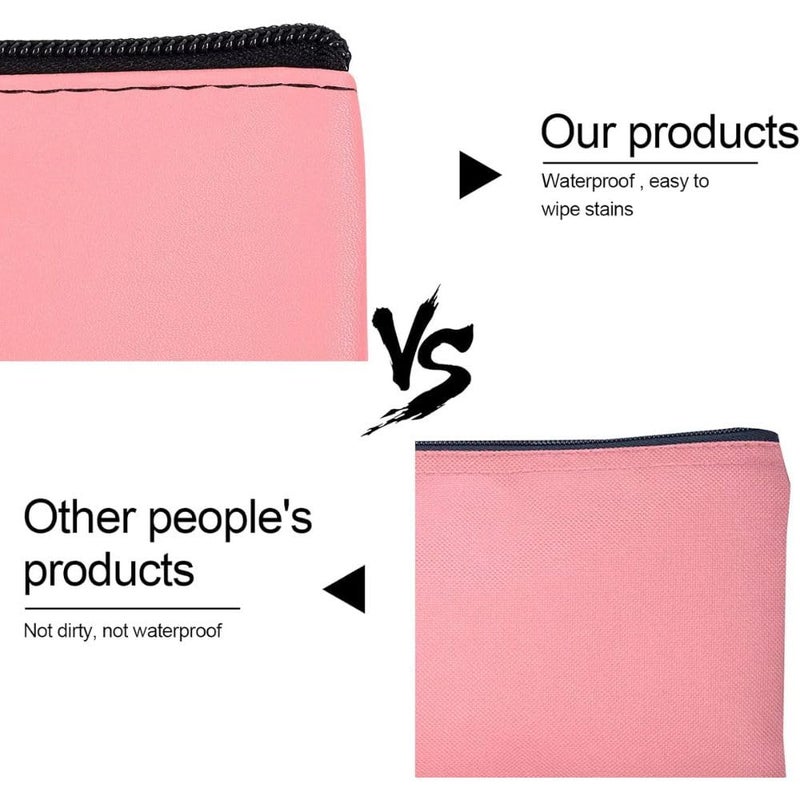 FUOCO Money Bank Cash Coin Wallet Bags Pouch with Zipper, Stationary Pen Pencil School College Office Cosmetics Jewelry Medicine Bags for Men Women Pack of 2 (Pink) - Image 5