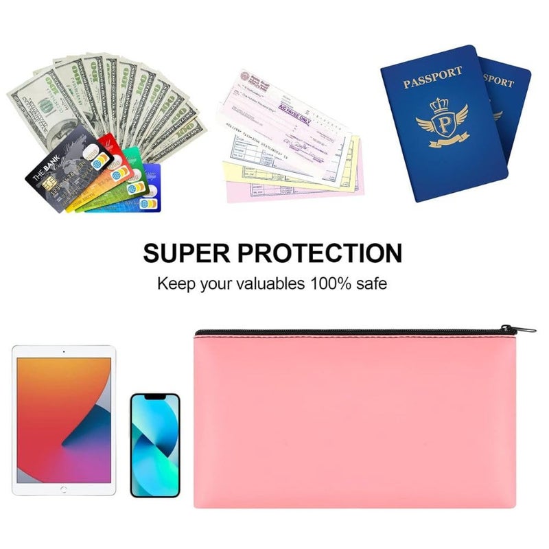 FUOCO Money Bank Cash Coin Wallet Bags Pouch with Zipper, Stationary Pen Pencil School College Office Cosmetics Jewelry Medicine Bags for Men Women Pack of 2 (Pink) - Image 2