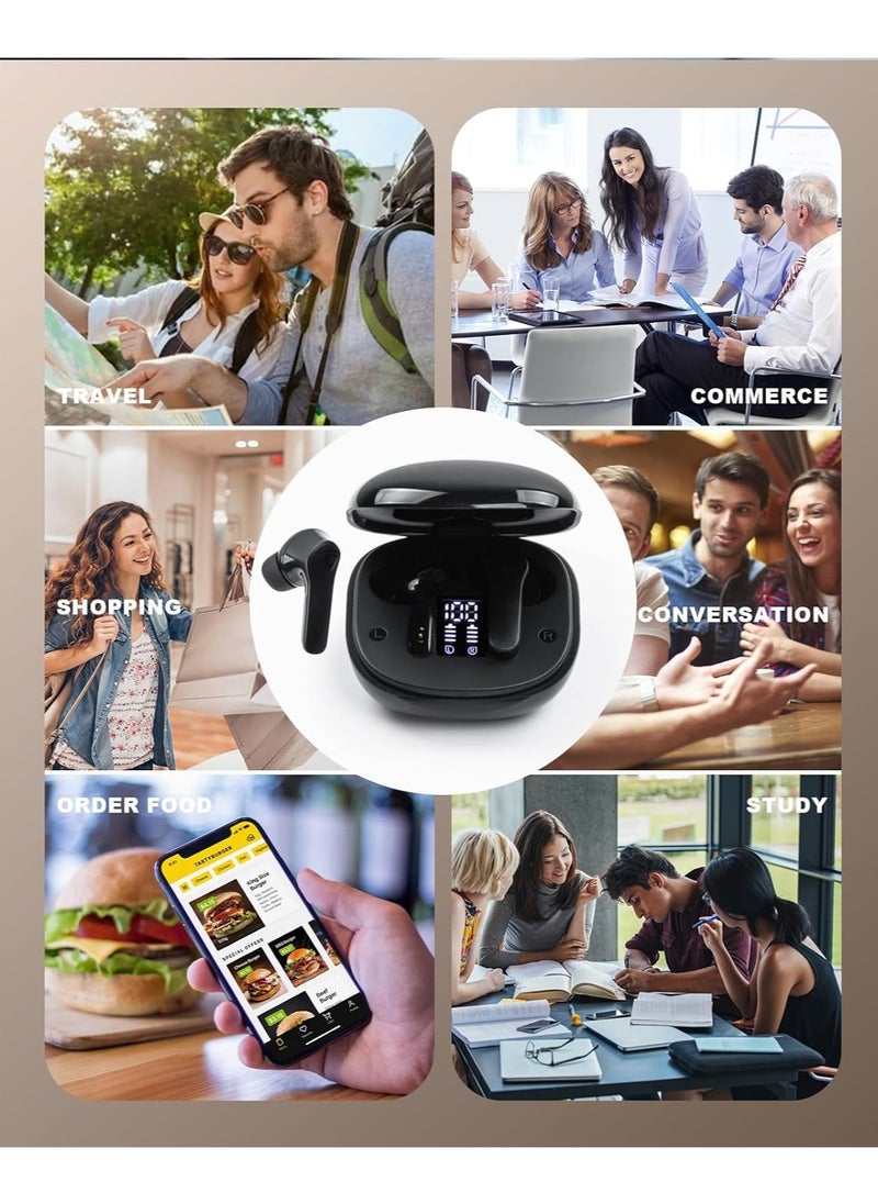 lekikpo Language Translator Earbuds Translation Earbuds Two Way Real-time Translation in 144 Languages Translating Headphones with Bluetooth APP Provide Online Instant Voice for Travel Business Learning (Black)  - Image 5