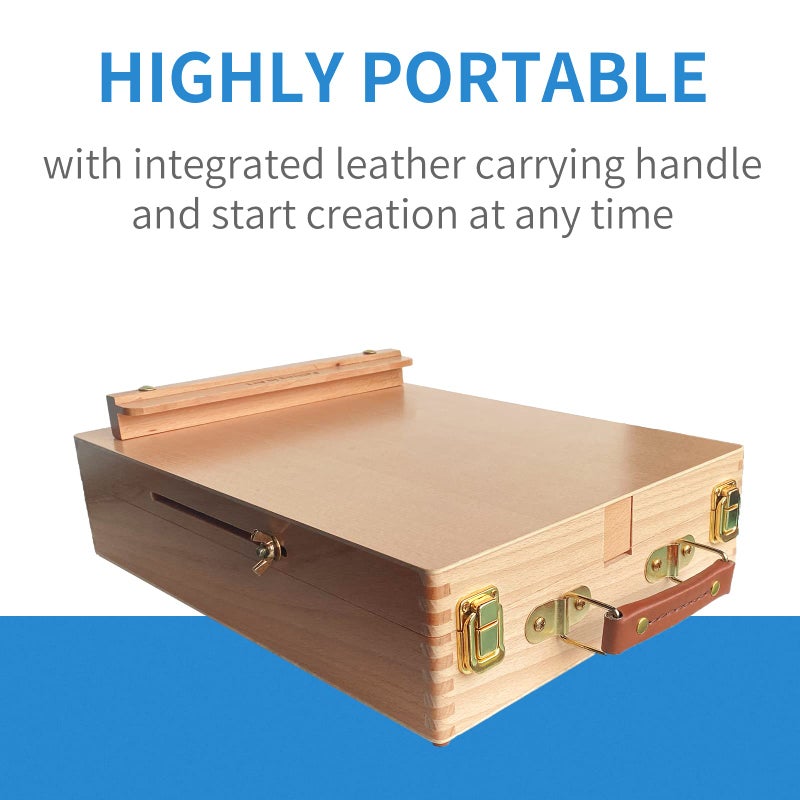 Falling in Art Wooden Tabletop Easel, Solid Wood Sketchbox Desktop Easel for Painting, Portable Art Drawing Easel for Beginners and Professionals - Image 3