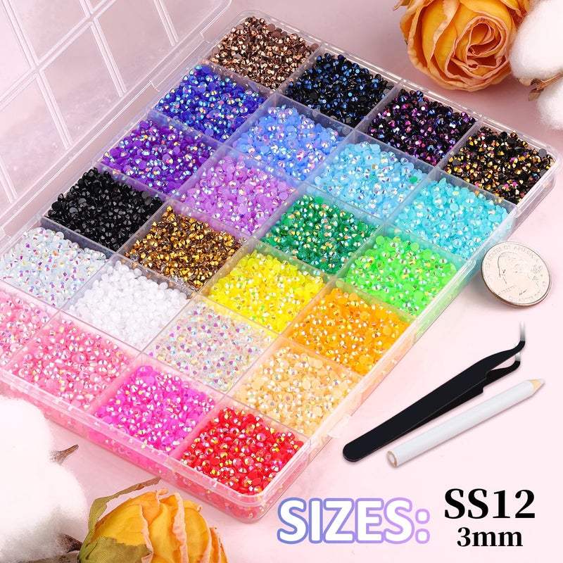 TINKRSTUFF 34000Pcs Resin Jelly Rhinestones for Bedazzling, Multicolor 3mm Flatback Gems for Diamond Art, Bedazzler Kit with 3Pcs 10ml B7000 Jewelry Glue for Nail Art Crafting Book Makeup - Image 2