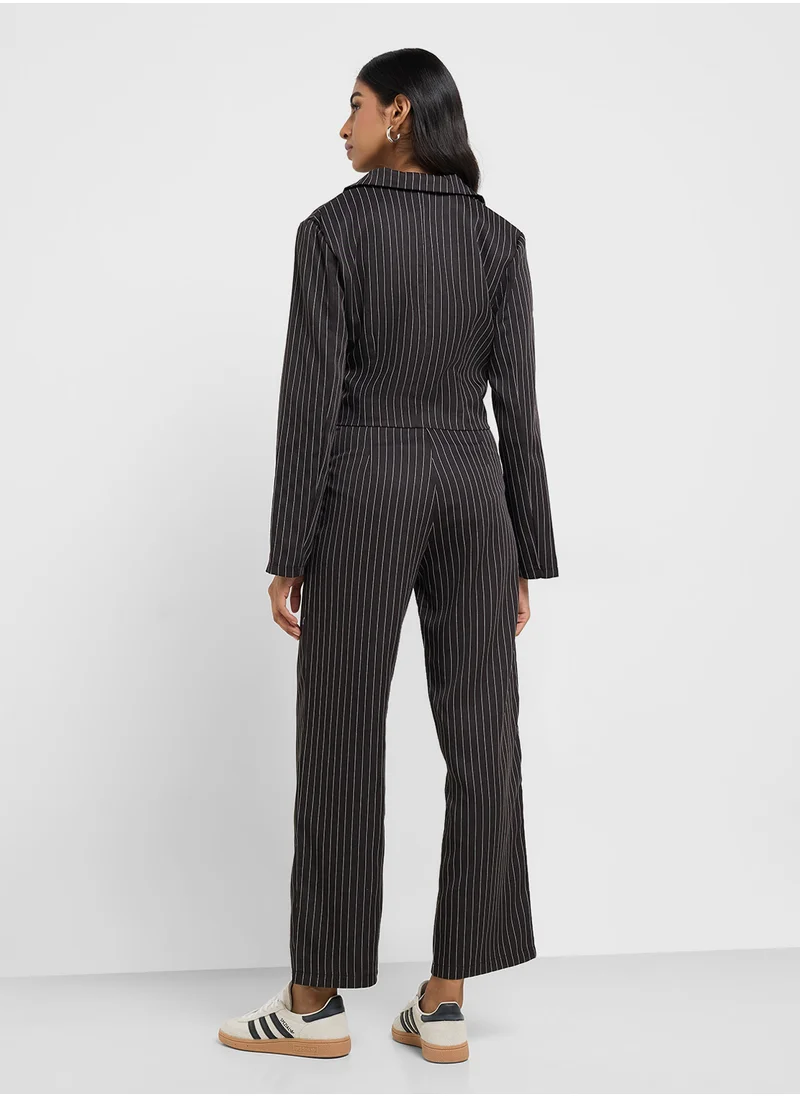 جينجر Cropped Blazer & Straight Fit Pant Coord Set