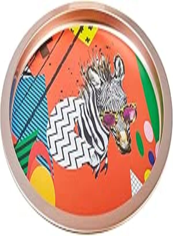 Karaca Zebra Metal Round Tray 35 cm