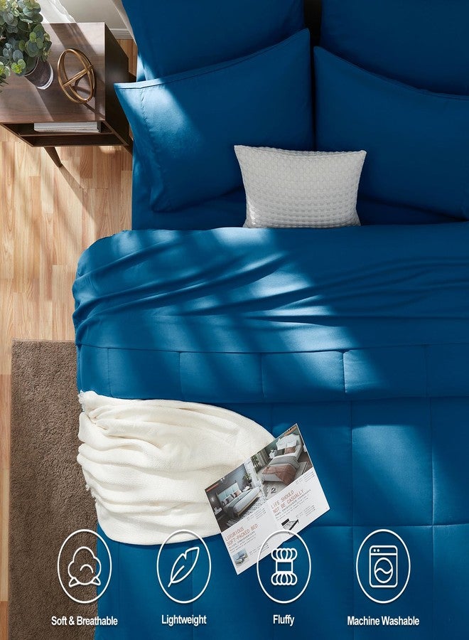 CozyLux King Size Comforter Set - 7 Pieces Bed in a Bag Set Teal, Bedding Sets King with All Season Quilted Comforter, Flat Sheet, Fitted Sheet, Pillowcases, Teal, King - Image 2