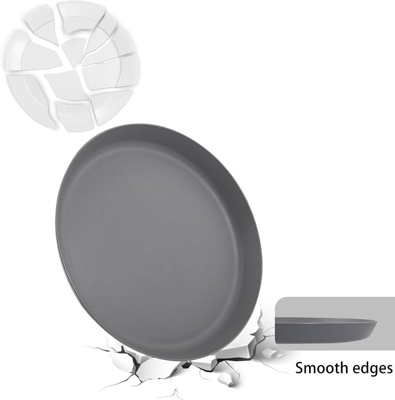 ejonirinjonir 18pcs Dark Grey Wheat Straw Plate Set  Unbreakable Deep Dinner and Lightweight Salad Plates for Camping Kitchen Picnics - Image 5