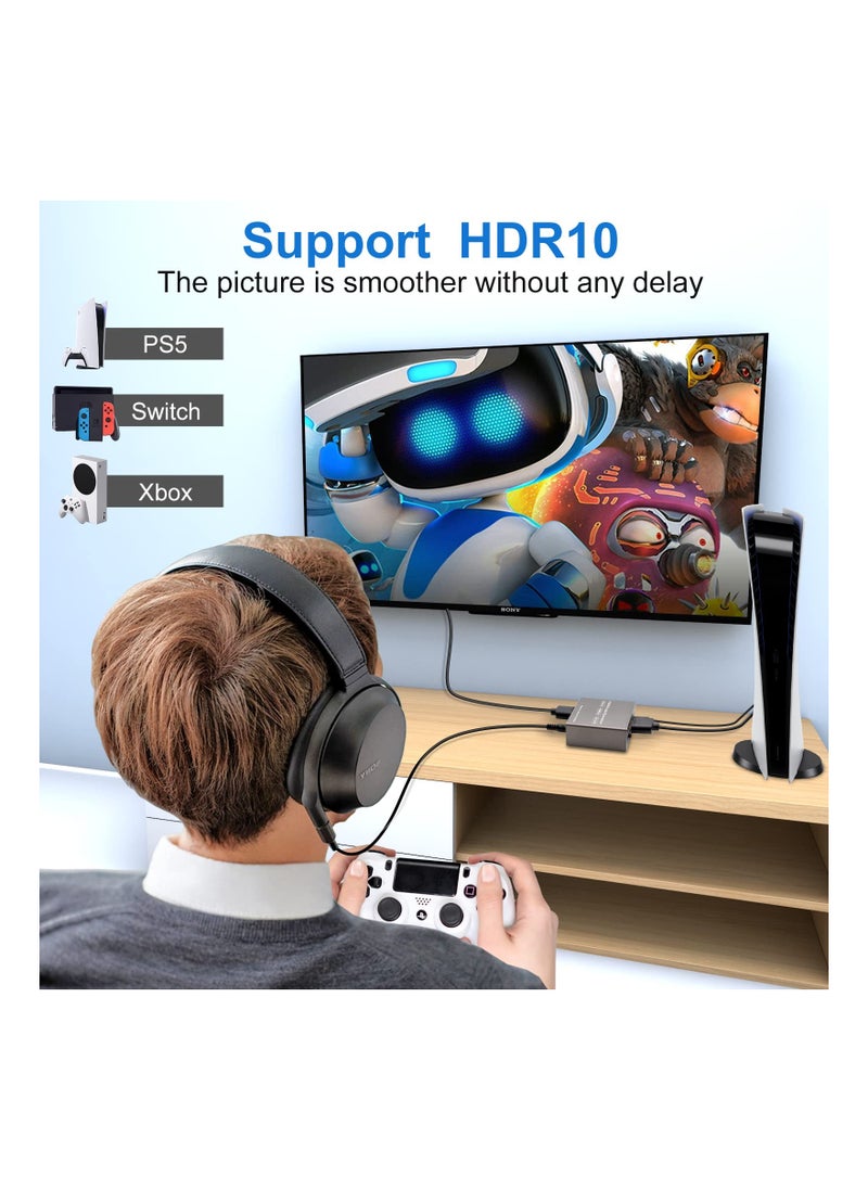 KASTWAVE - 4K 60Hz HDMI Audio Extractor Splitter Converter, HDMI to HDMI +Optical +3.5mm AUX Audio Adapter Supports HDMI 2.0,18Gpbs Bandwidth, Dolby Digital/DTS, PCM HDR10 - Image 1