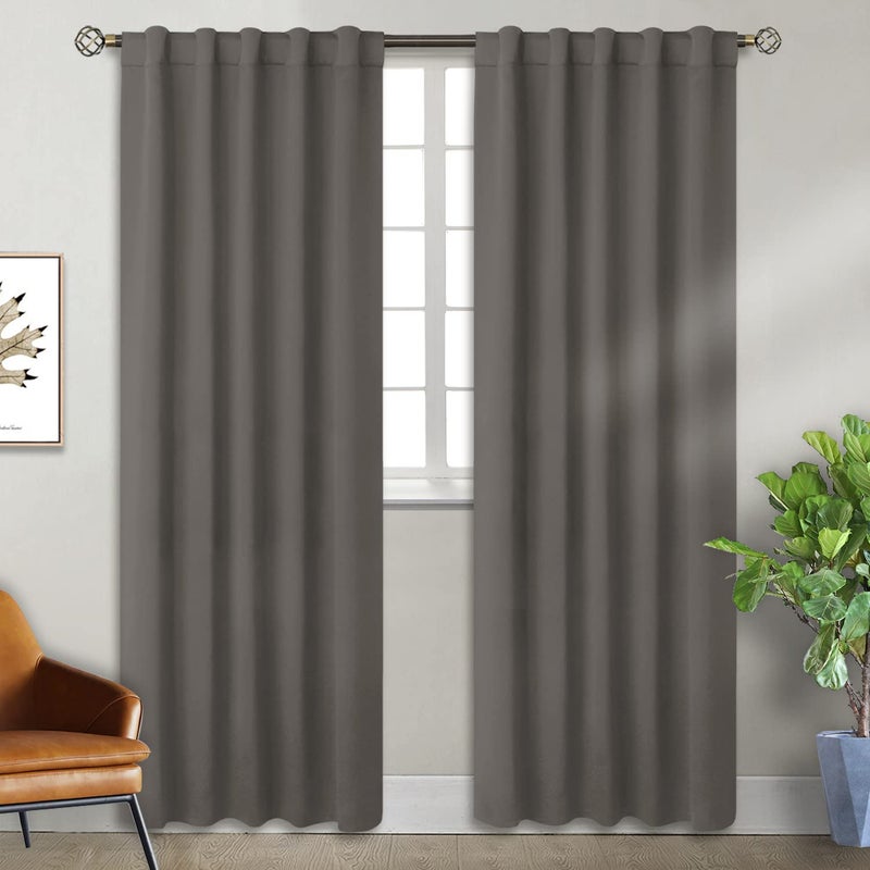 BGment Blackout Curtains 84 inches Long - Rod Pocket and Back Tab Thermal Insulated Room Darkening Curtains for Living Room  42 x 84 Inch  2 Window Curtain Panels  Grey - Image 1