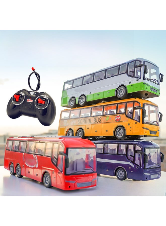 Large Electric Remote Control Car Bus Wireless Light Simulation Car Children Boy Toys Wholesale-Color:Remote Control Bus 【white And Green】】-Proportion:1 Set Of Rechargeable Batteries + Charging Stand - Image 2