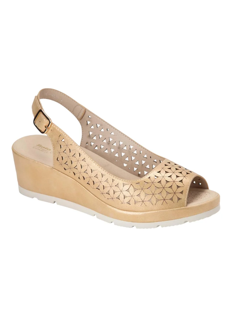 Bata Comfit Cutwork Detail Wedge Sandals