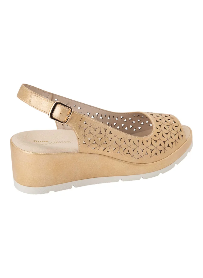 Bata Comfit Cutwork Detail Wedge Sandals