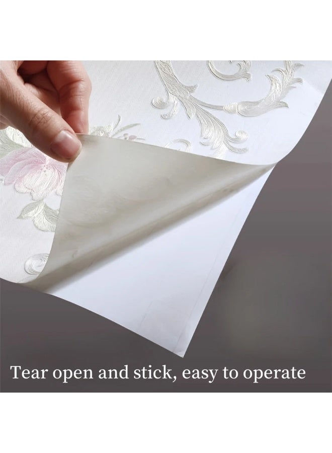 Zeemey 1 Roll 3D Floral Wallpaper, Self-Adhesive Non-Woven Fabric, Removable Pink and Golden Flower Pattern for Bedroom and Living Room Decor, Bedroom Decor(53*500CM) - Image 4