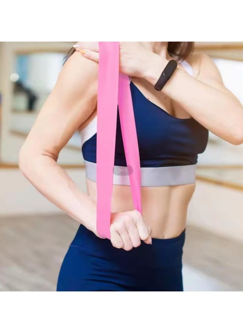 Halamine - 5-Piece Resistance Loop Exercise Bands With Carry Bag Set,Unbreakable 100% Natural Latex Exercise Bands,Pink,600mm*50 - Image 1