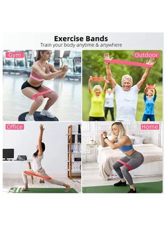 Halamine 5-Piece Resistance Loop Exercise Bands With Carry Bag Set,Unbreakable 100% Natural Latex Exercise Bands,Pink,600mm*50  - Image 5
