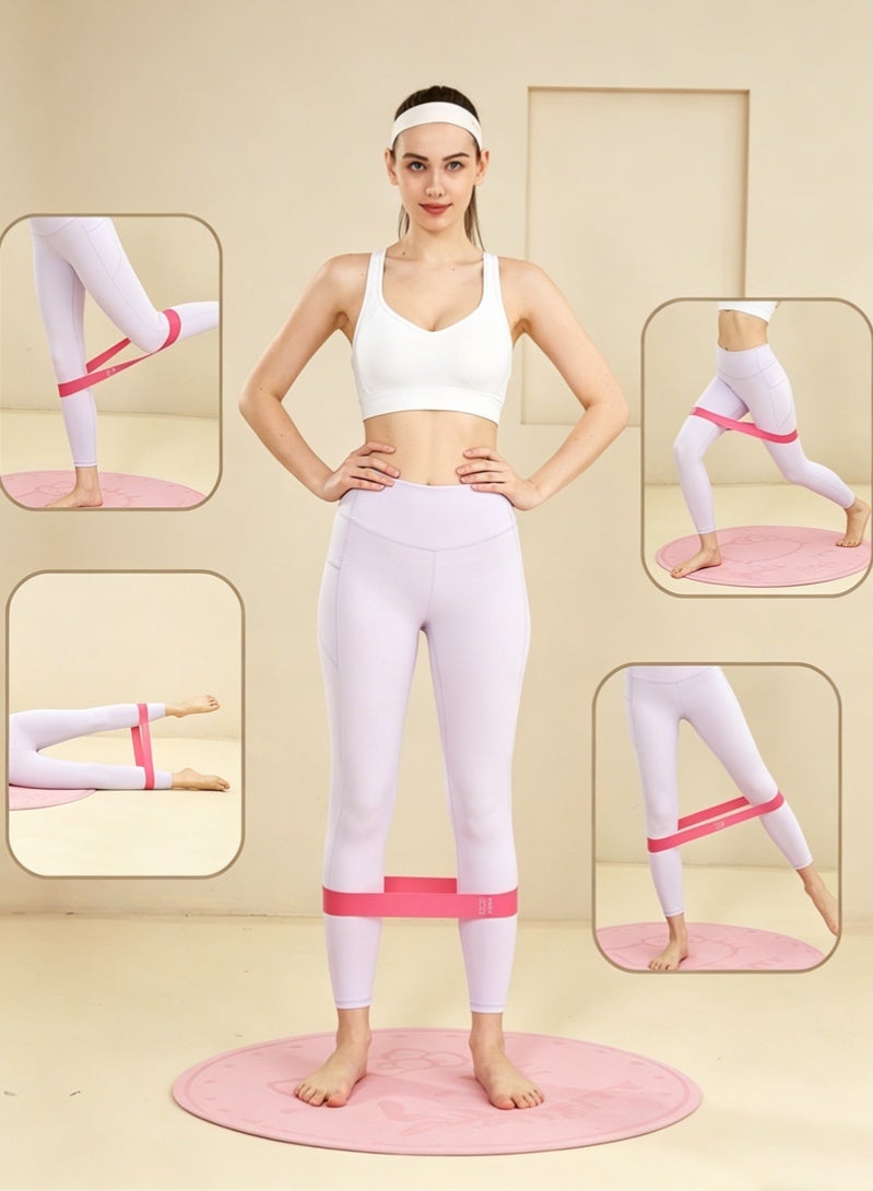 Halamine 5-Piece Resistance Loop Exercise Bands With Carry Bag Set,Unbreakable 100% Natural Latex Exercise Bands,Pink,600mm*50 - Image 5