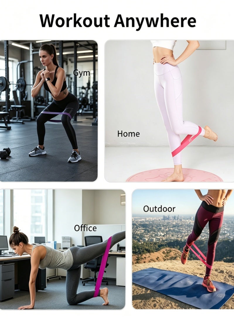 Halamine 5-Piece Resistance Loop Exercise Bands With Carry Bag Set,Unbreakable 100% Natural Latex Exercise Bands,Pink,600mm*50 - Image 2
