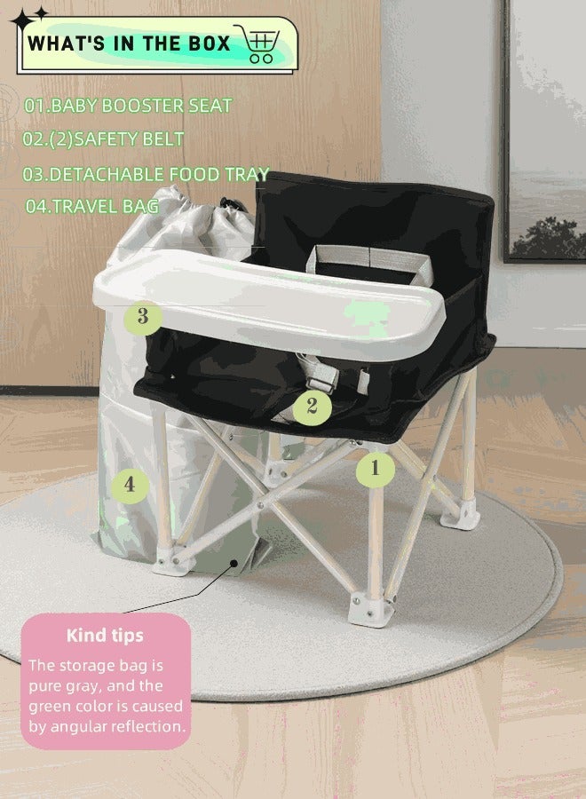 Aideli Baby Booster Seat Portable with Tray - Removable Foldable for Dining, Travel, Beach & Picnic with Safety Belt - Image 3