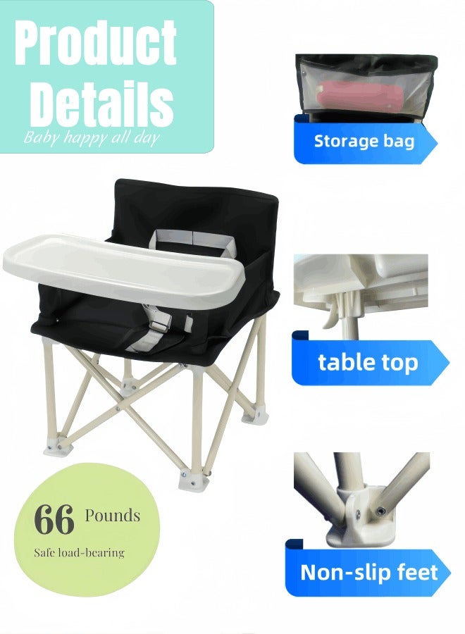 Aideli Baby Booster Seat Portable with Tray - Removable Foldable for Dining, Travel, Beach & Picnic with Safety Belt - Image 4
