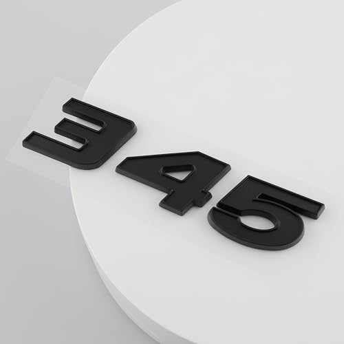 UpAuto 2 pcs 345 Emblem Badge 3D Self-Adhesive Nameplates 345 for Dodge Challenger Chrysle 300c (Black) - Image 3