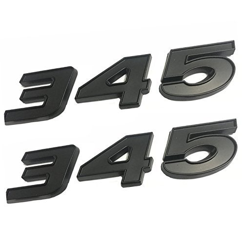 UpAuto 2 pcs 345 Emblem Badge 3D Self-Adhesive Nameplates 345 for Dodge Challenger Chrysle 300c (Black) - Image 1