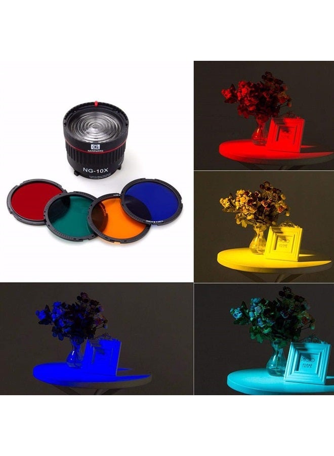 EXMAX NG-10X Fresnel Lens Focusing Adapter Fresnel Spot S-Mount Adapter Attachment 10-40° 5X Brighter Focus Lens Adjust for godox sl-60w Bowens Mount Studio Light Flash LED Light 4 Color Gel Filters - Image 3