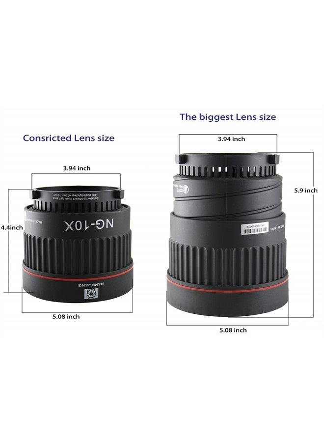 EXMAX NG-10X Fresnel Lens Focusing Adapter Fresnel Spot S-Mount Adapter Attachment 10-40° 5X Brighter Focus Lens Adjust for godox sl-60w Bowens Mount Studio Light Flash LED Light 4 Color Gel Filters - Image 2