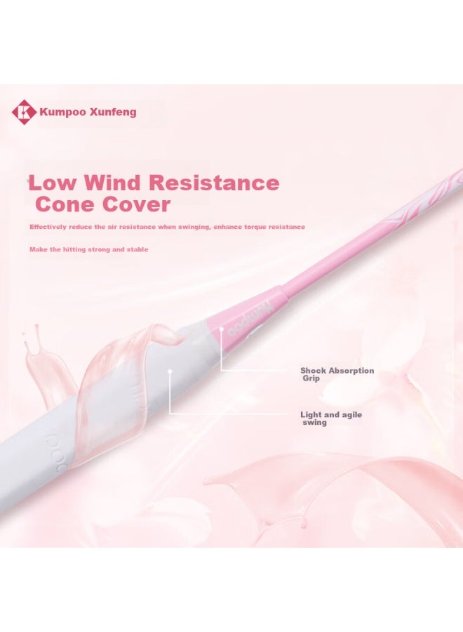 Kumpoo Badminton Racket Set, Ultra-light Carbon Fiber Xunfeng Rs01 Pair, First Love Pink + Blue (pre-strung) - Image 3