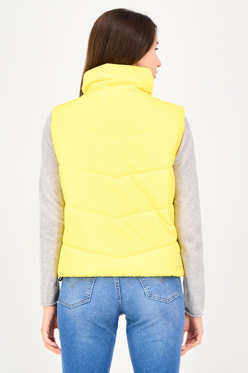 VANS Women Solid Sleeveless Vest Jacket, Yellow - Image 3