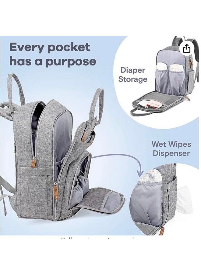 Tabernimbus Diaper Bag Backpack - Baby Essentials Travel Bag - Multi function Waterproof Diaper Bag, Travel Essentials Baby Bag with Changing Pad, Stroller Straps & Pacifier Case - Unisex, Dark Gray - Image 2