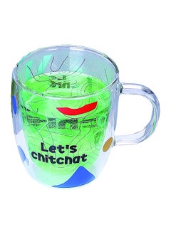 Elegant Lets Chit Chat Printed Double Wall Mug With Stable Base Clear 330 Ml Xh-Sa1001