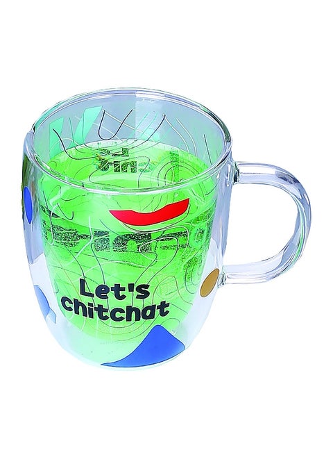 Elegant Lets Chit Chat Printed Double Wall Mug With Stable Base Clear 330 Ml Xh-Sa1001