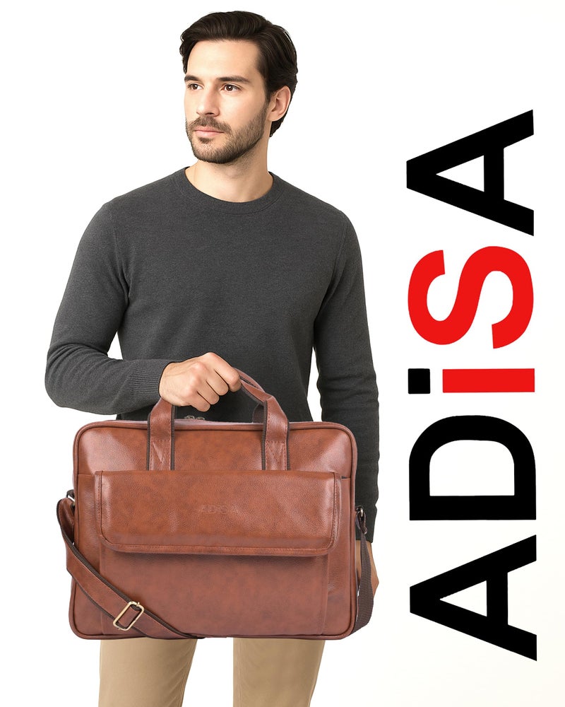 ADISA Laptop Messenger Office Bag Briefcase for Work for Men (LB6052-TAN) - Image 3