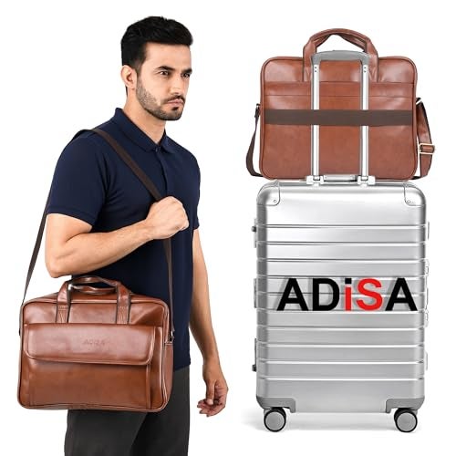 ADISA Laptop Messenger Office Bag Briefcase for Work for Men (LB6052-TAN) - Image 2