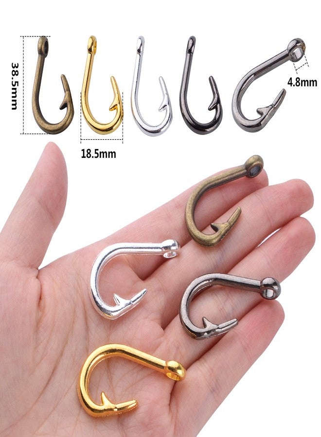 BronaGrand 20pcs Fish Hook Charm Pendants Alloy Fishhooks Charms Fish Hook Bead Charm Craft Supplies for DIY Jewelry Necklace Earrings Bracelet Making Accessories - Image 3