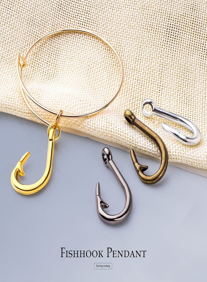 BronaGrand 20pcs Fish Hook Charm Pendants Alloy Fishhooks Charms Fish Hook Bead Charm Craft Supplies for DIY Jewelry Necklace Earrings Bracelet Making Accessories - Image 4