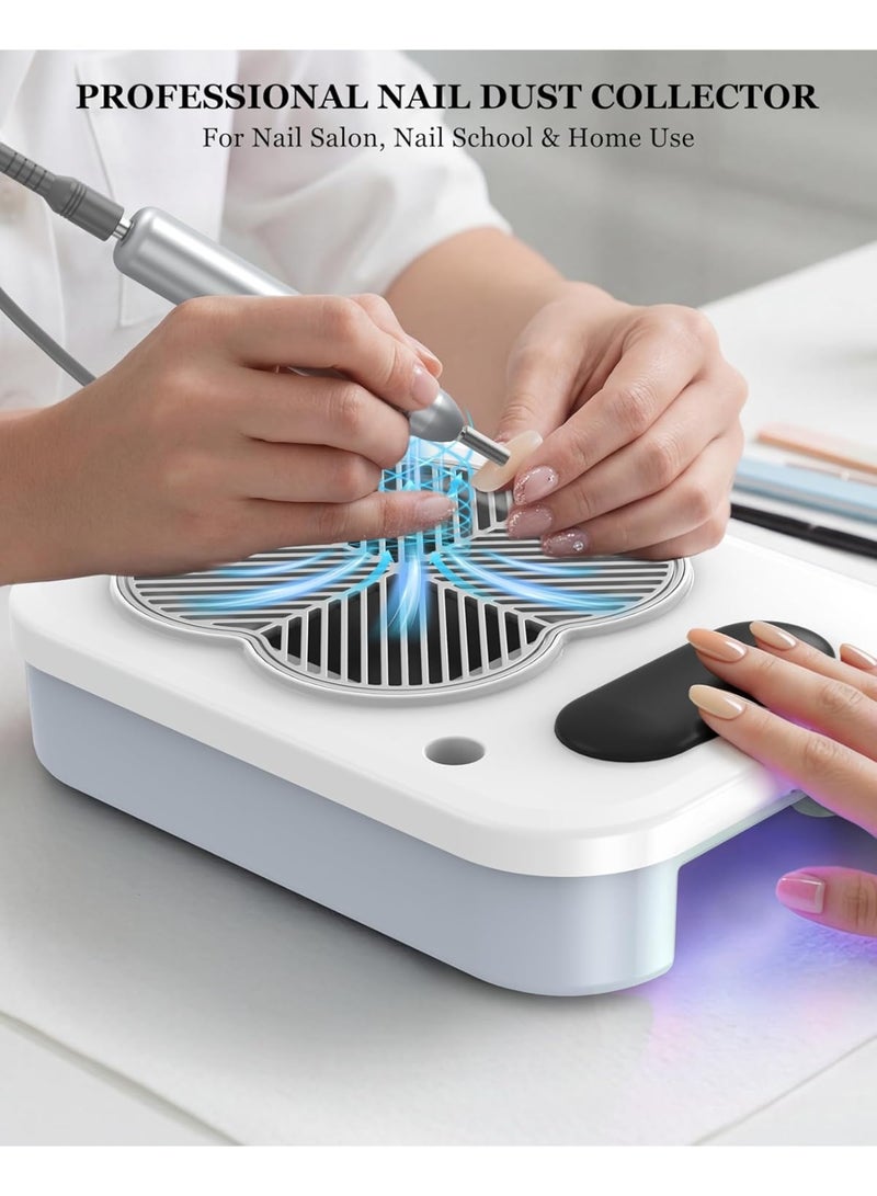 Walpck 3-in-1 Nail Dust Collector Vacuum with Electric Nail Drill File & UV LED Nail Lamp - Low Noise Dust Collector with Reusable Filter & Bits for Acrylic Nail Tech Home/Salon Use/Beginners Manicure Tools - Image 3