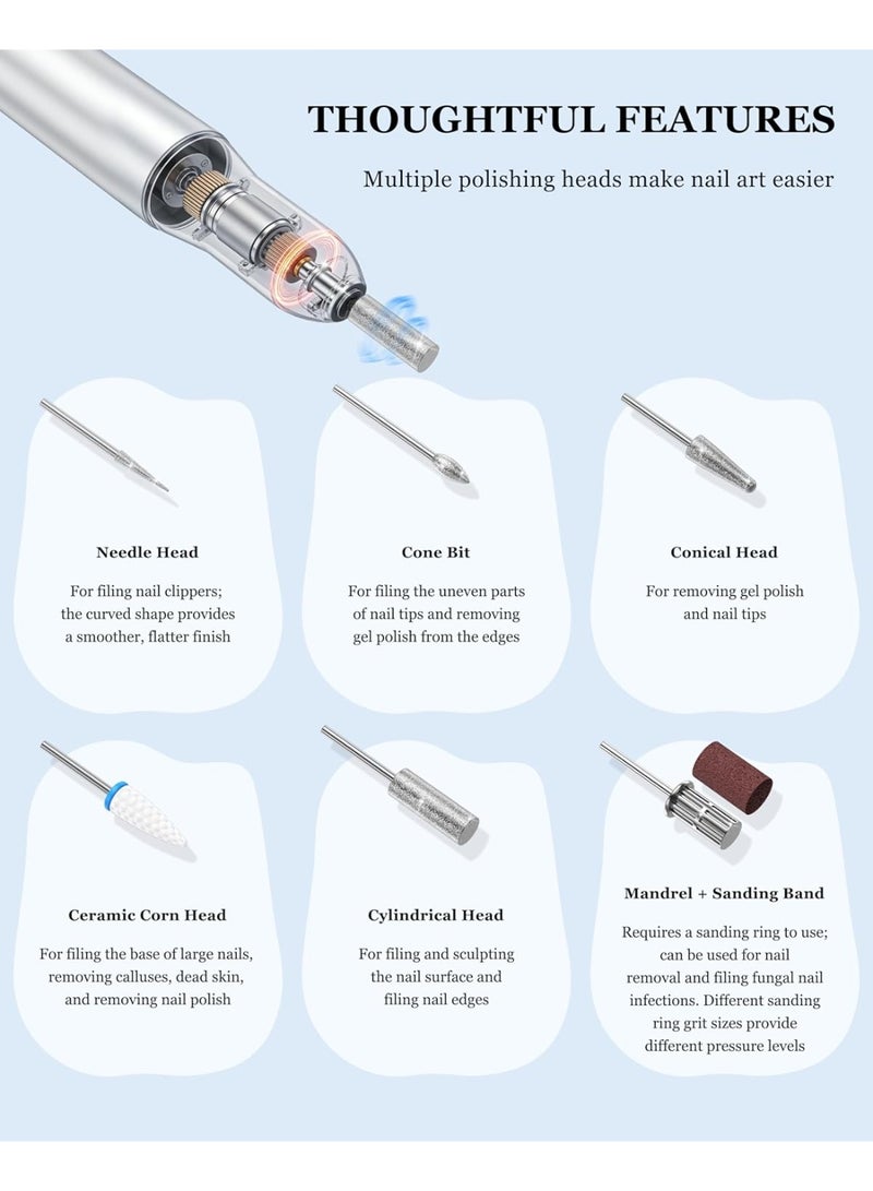 Walpck 3-in-1 Nail Dust Collector Vacuum with Electric Nail Drill File & UV LED Nail Lamp - Low Noise Dust Collector with Reusable Filter & Bits for Acrylic Nail Tech Home/Salon Use/Beginners Manicure Tools - Image 5