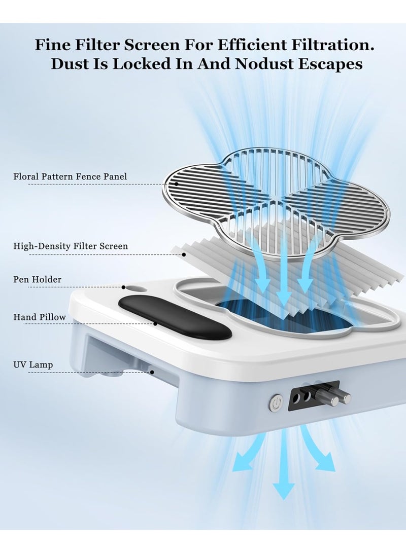 Walpck 3-in-1 Nail Dust Collector Vacuum with Electric Nail Drill File & UV LED Nail Lamp - Low Noise Dust Collector with Reusable Filter & Bits for Acrylic Nail Tech Home/Salon Use/Beginners Manicure Tools - Image 4