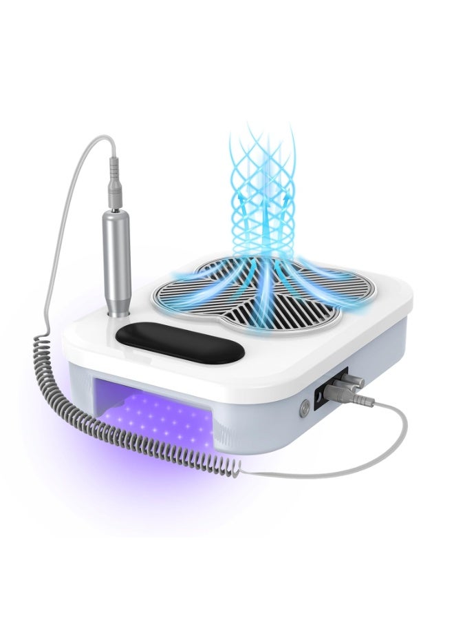 Walpck 3-in-1 Nail Dust Collector Vacuum with Electric Nail Drill File & UV LED Nail Lamp - Low Noise Dust Collector with Reusable Filter & Bits for Acrylic Nail Tech Home/Salon Use/Beginners Manicure Tools - Image 1