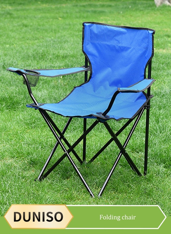 DUNISO Portable Folding Beach Chair，Multi Purpose Camping Chair For Adult，Outdoor Fishing Chair，With Armrests, Cup Mesh Bag And Handbag, Capable Of Bearing 120 Kilograms, 50 * 50 * 80cm - Image 1