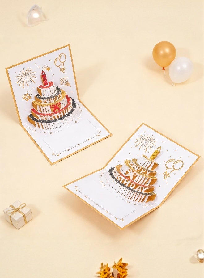 2 عبوة من بطاقات المعايدة ثلاثية الأبعاد ذات التصميم الأنيق والفخم لعيد الميلاد بطاقات هدايا متينة وصلبة أفضل التمنيات لعيد الميلاد أو التخرج - Image 1