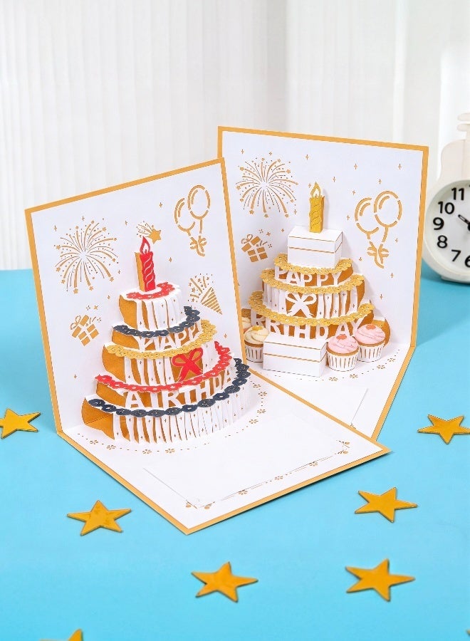 2 عبوة من بطاقات المعايدة ثلاثية الأبعاد ذات التصميم الأنيق والفخم لعيد الميلاد بطاقات هدايا متينة وصلبة أفضل التمنيات لعيد الميلاد أو التخرج - Image 2