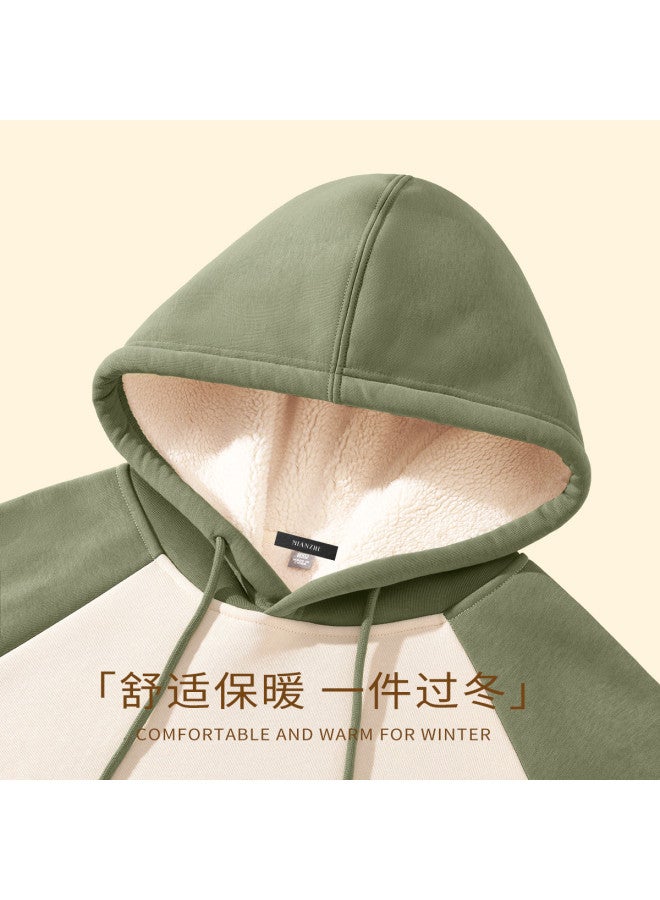 mianzhi Winter Thickened Popular Raglan Sleeve Color-Block Hooded Student Loose Fit Petite Girls Jacket - Image 3