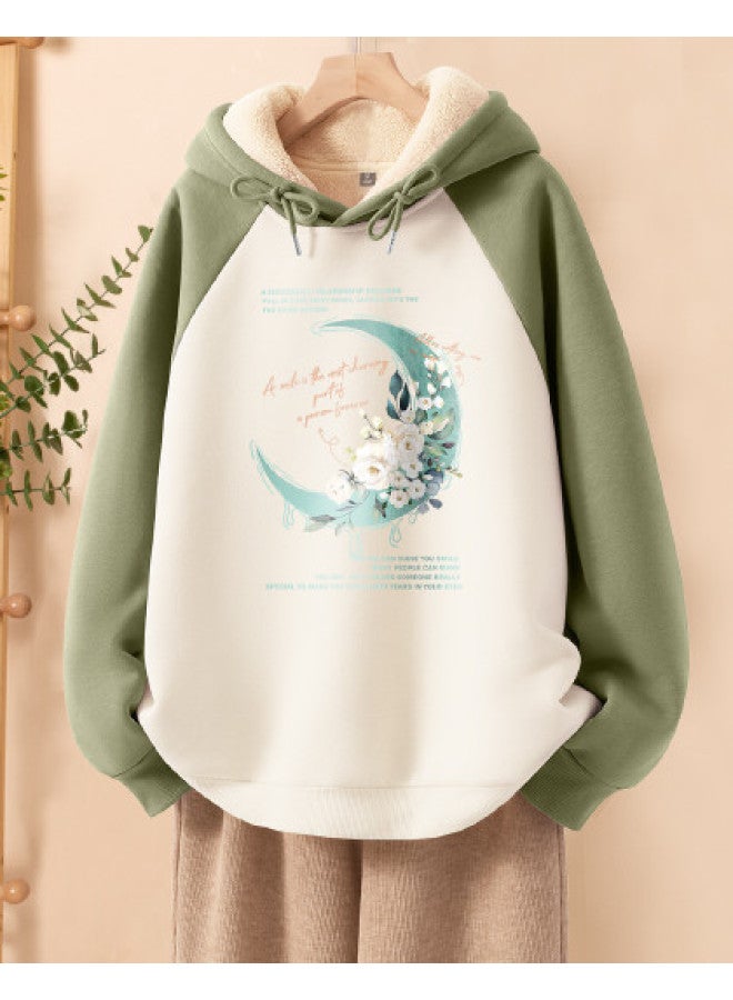 mianzhi Winter Thickened Popular Raglan Sleeve Color-Block Hooded Student Loose Fit Petite Girls Jacket - Image 1