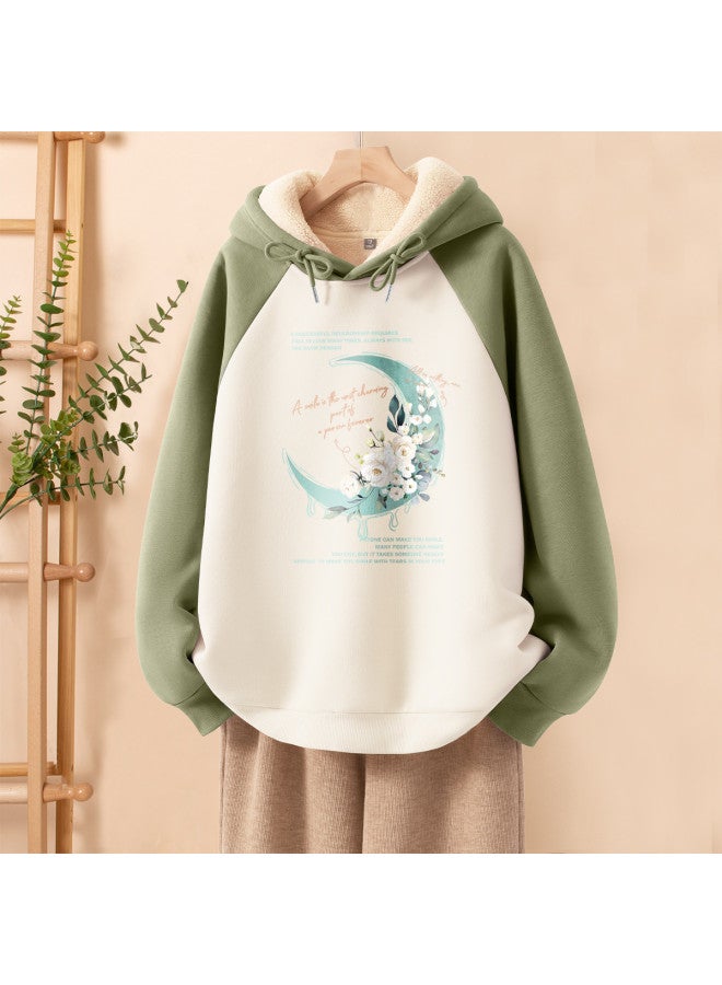 mianzhi Winter Thickened Popular Raglan Sleeve Color-Block Hooded Student Loose Fit Petite Girls Jacket - Image 2