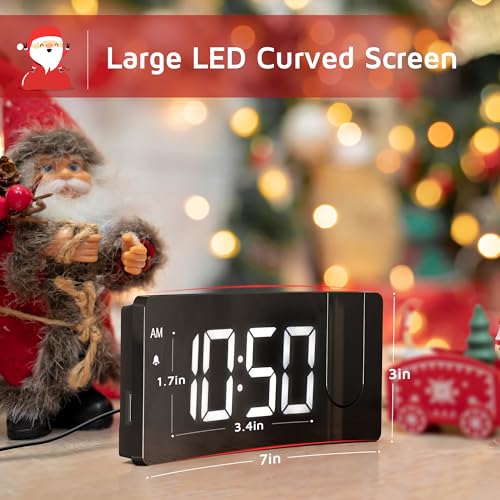 GOLOZA Projection Alarm Clock, Digital Clock with 180° Rotatable Projector, 3-Level Brightness Dimmer, Clear LED Display, USB Charger, Progressive Volume, 9mins Snooze,12/24H, Digital Alarm Clock for Bedroom - Image 5