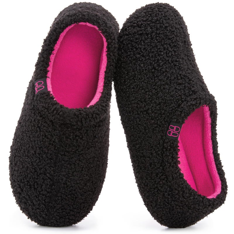 HomeTop Women's Fuzzy Curly Fur Memory Foam Loafer Slippers Bedroom House Shoes with Polar Fleece Lining for Valentine's Day (9-10 US,Astral Rose) - Image 1